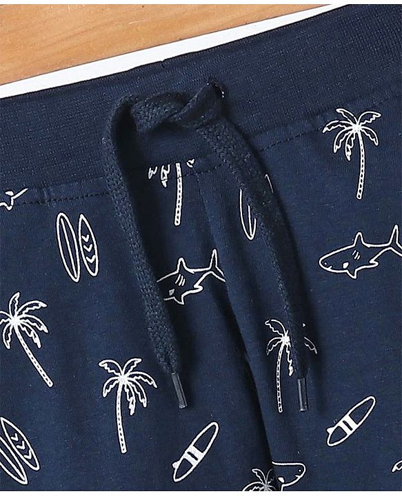 Babyhug Full Length Lounge Pant Multi Print - Navy