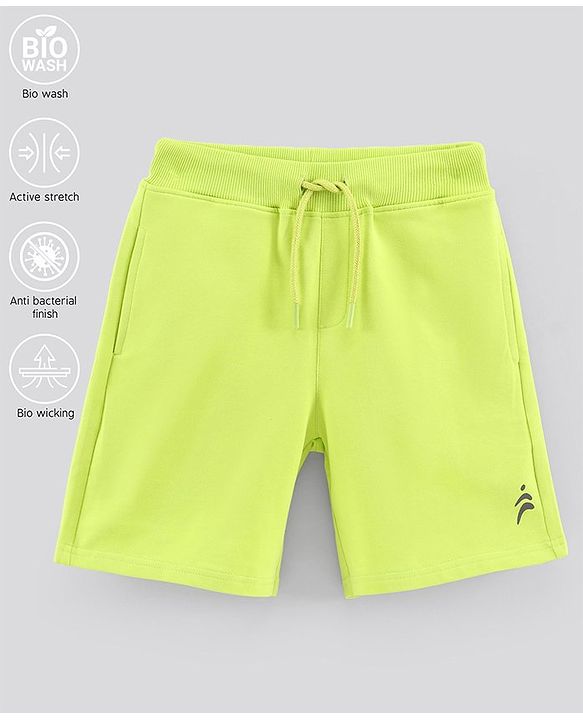 Pine Active Above Knee Length Anti-Bacterial Shorts With Stretch Solid - Green