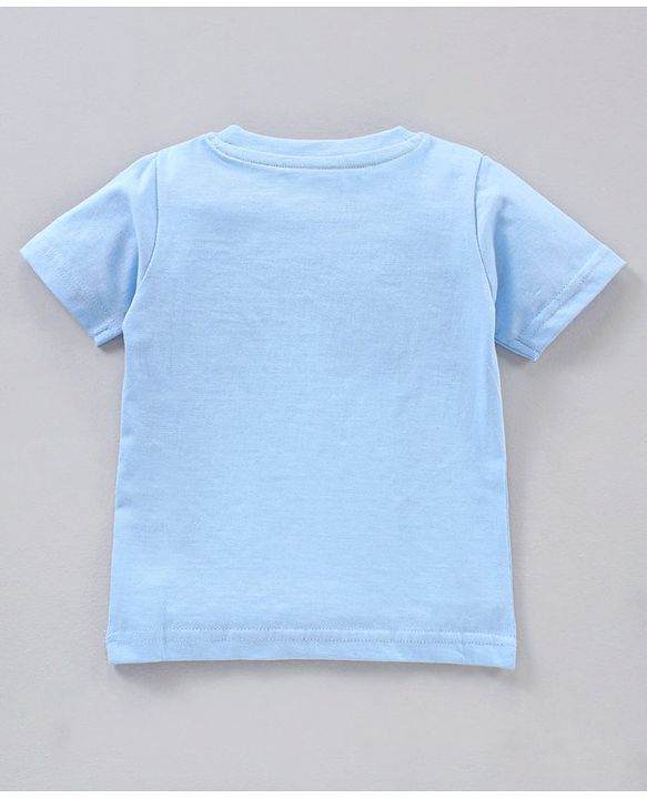 Babyhug Half Sleeves T Shirt with Shorts Bear Print - Blue Yellow