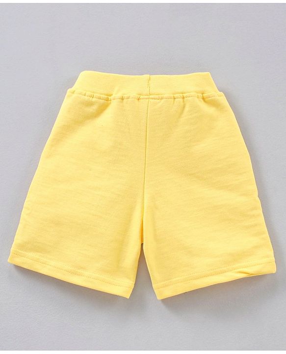 Babyhug Half Sleeves T Shirt with Shorts Bear Print - Blue Yellow