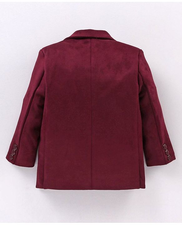 Babyhug Full Sleeves Velvet Party Wear Blazer Solid - Maroon