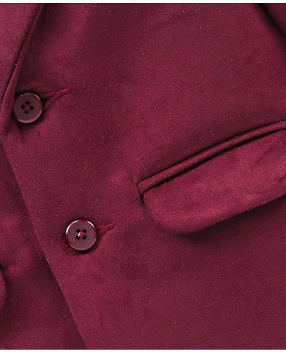 Babyhug Full Sleeves Velvet Party Wear Blazer Solid - Maroon