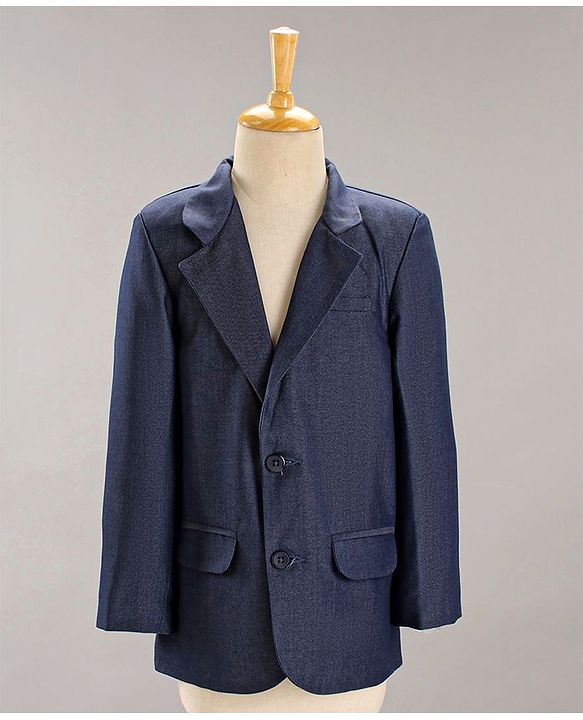 Babyhug Full Sleeves Party Suit With Bow - Blue