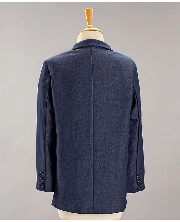 Babyhug Full Sleeves Party Suit With Bow - Blue