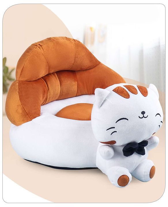 Babyhug Cat Shaped Soft Seat - Brown & White