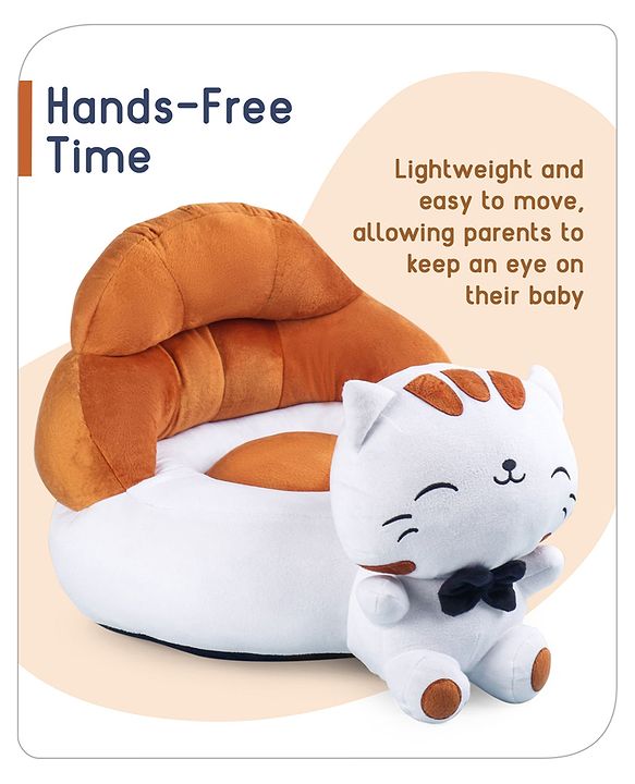 Babyhug Cat Shaped Soft Seat - Brown & White