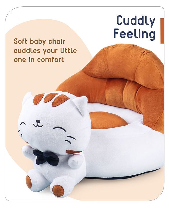Babyhug Cat Shaped Soft Seat - Brown & White