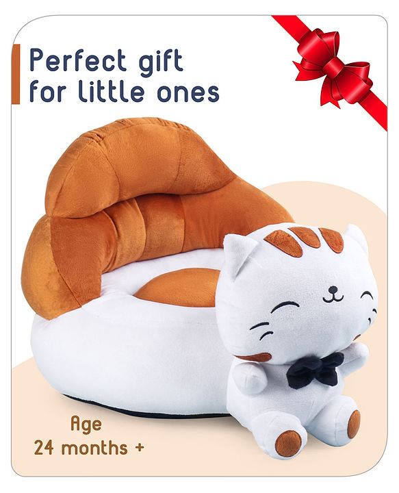 Babyhug Cat Shaped Soft Seat - Brown & White