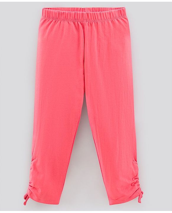 Pine Kids Capri Length Biowashed Solid Leggings Pack Of 2 - Pink Blue