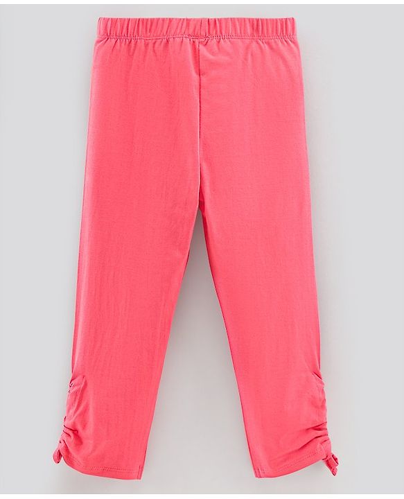 Pine Kids Capri Length Biowashed Solid Leggings Pack Of 2 - Pink Blue