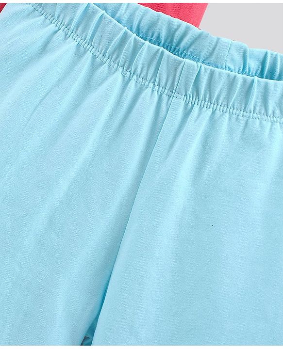 Pine Kids Capri Length Biowashed Solid Leggings Pack Of 2 - Pink Blue