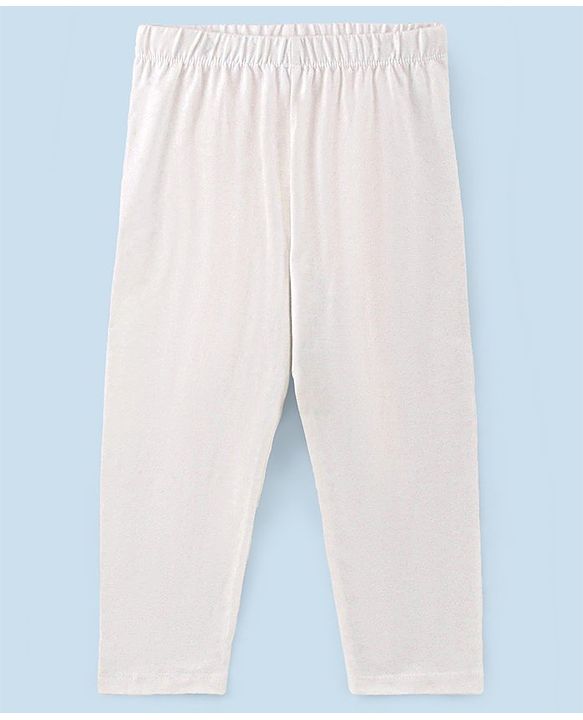 Pine Kids Ankle Length Biowashed Solid Leggings Pack Of 3 - Cream White Black