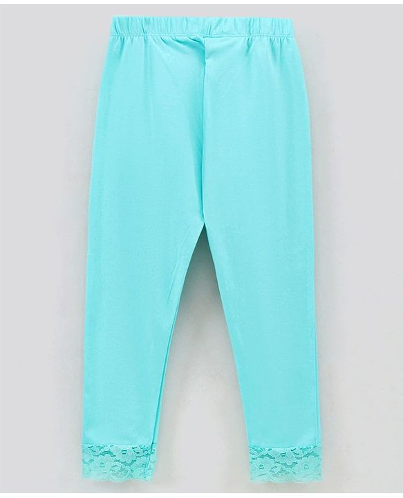 Pine Kids Ankle Length Organic Cotton and Biowashed Leggings Solid - Blue Black