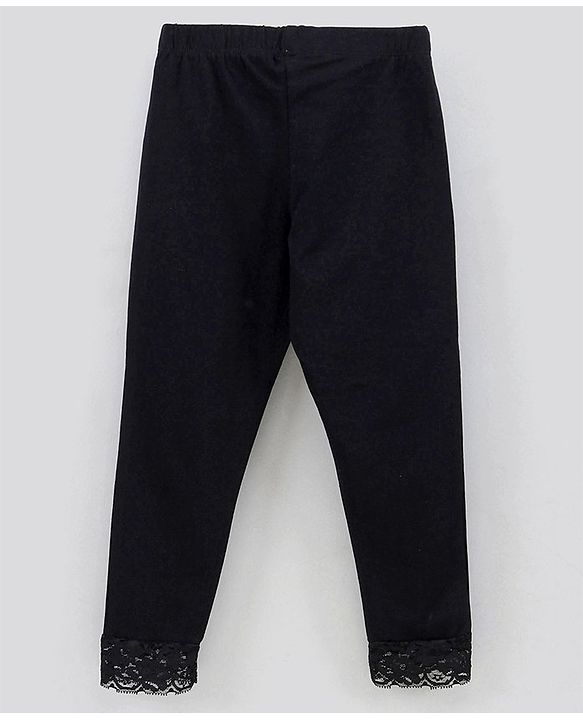 Pine Kids Ankle Length Organic Cotton and Biowashed Leggings Solid - Blue Black
