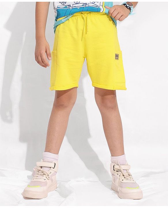 Pine Kids Bio Washed Mid Thigh Length Shorts - Yellow
