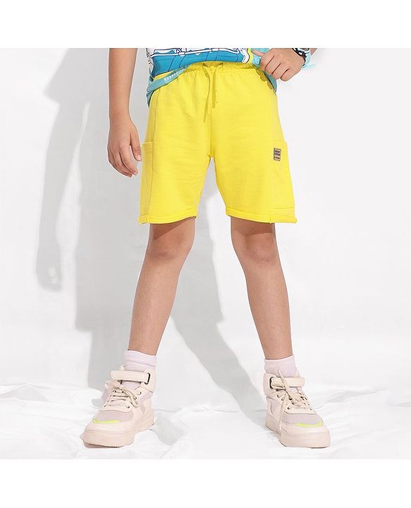Pine Kids Bio Washed Mid Thigh Length Shorts - Yellow