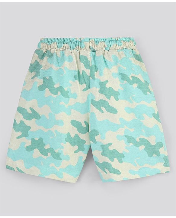 Pine Kids Knitted Bio Wash Shorts Camo Print - Blue