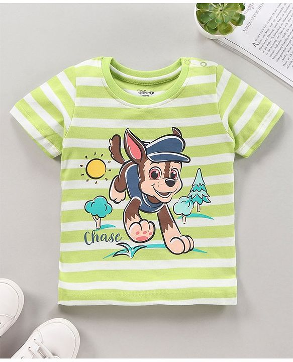 Babyhug Half Sleeves T-Shirt Striped & Animal Print - Green