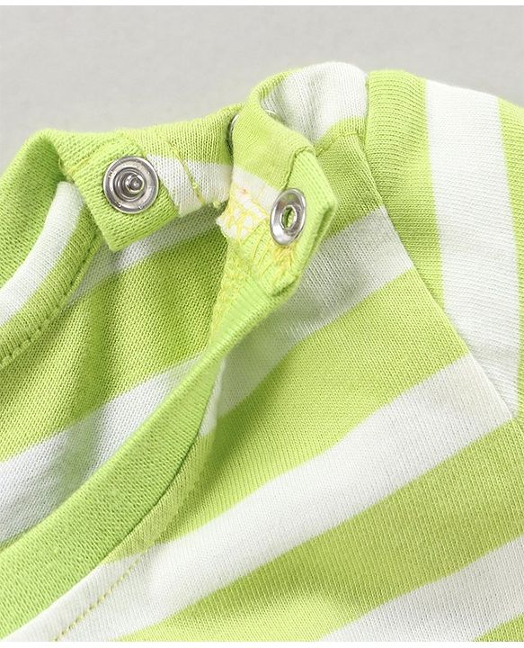Babyhug Half Sleeves T-Shirt Striped & Animal Print - Green