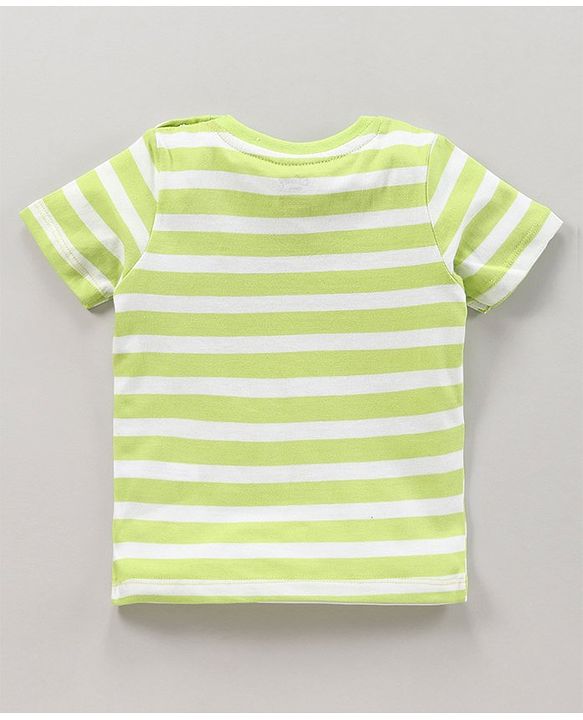 Babyhug Half Sleeves T-Shirt Striped & Animal Print - Green