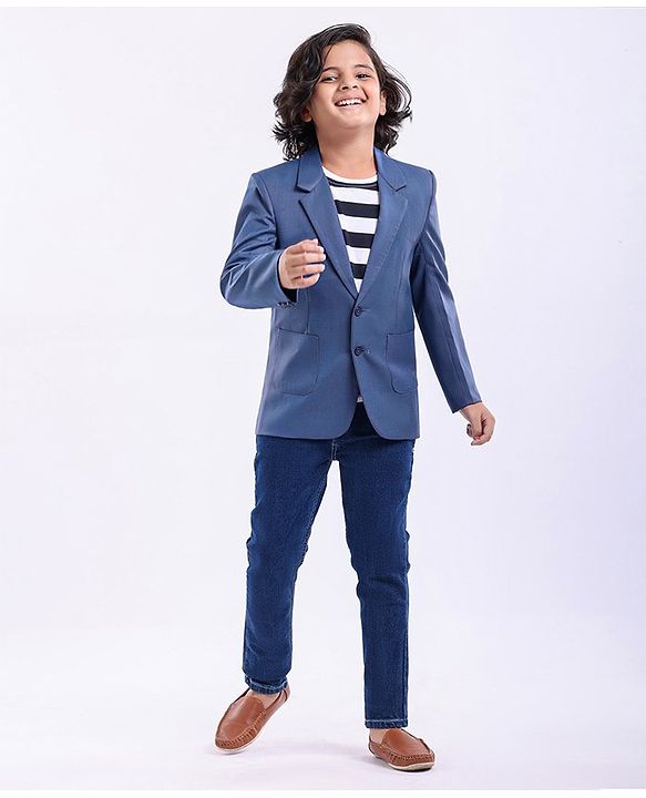 Pine Kids Half Sleeves 3 Piece Solid Party Suit - Multicolor