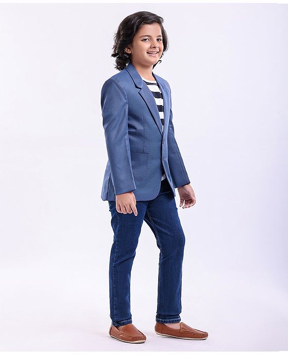 Pine Kids Half Sleeves 3 Piece Solid Party Suit - Multicolor
