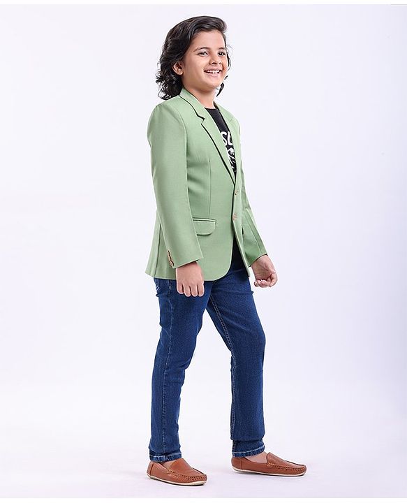 Pine Kids Half Sleeves 3 Piece Solid Party Suit - Multicolor