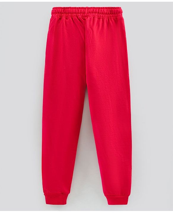 Pine Kids Full Length Biowashed & Solid Trackpants - Red