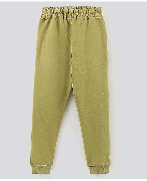 Pine Kids Full Length Biowashed & Solid Trackpants - Olive Green