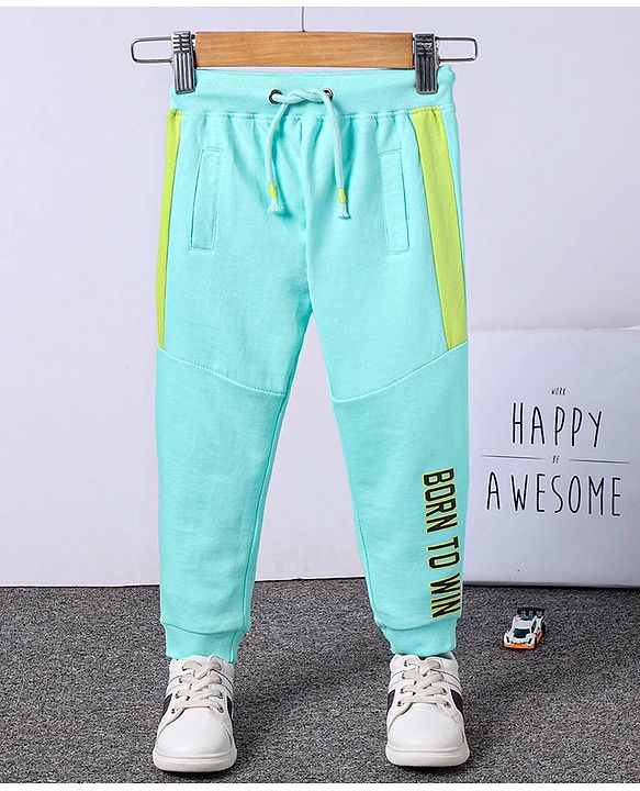 Babyhug Cotton Knit Lounge and Track Pant Printed - Light Blue