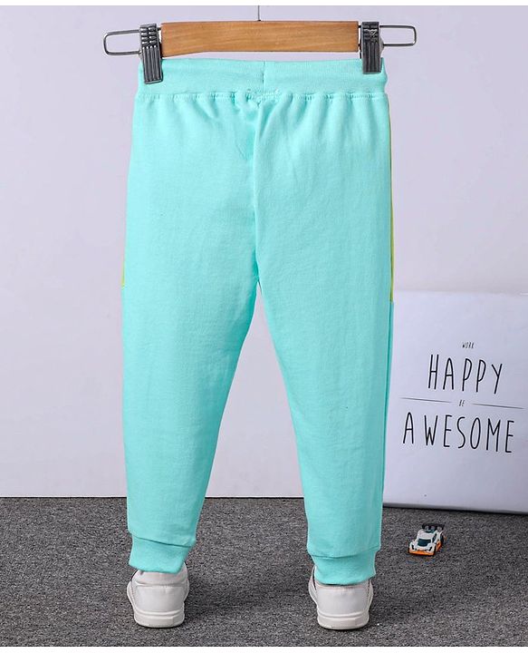 Babyhug Cotton Knit Lounge and Track Pant Printed - Light Blue