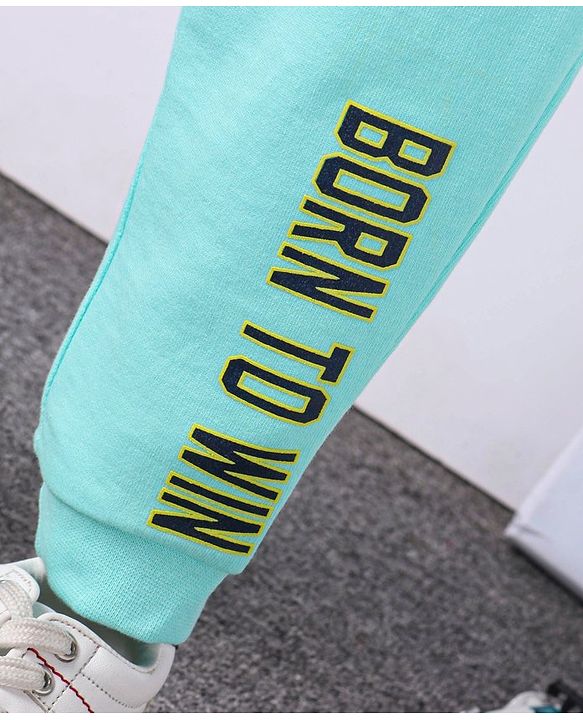 Babyhug Cotton Knit Lounge and Track Pant Printed - Light Blue