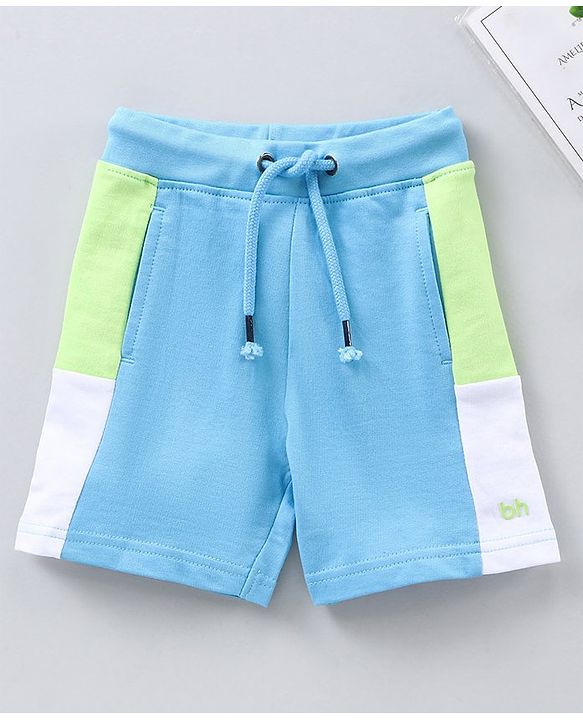 Babyhug Knee Length Cotton Shorts Solid- Blue