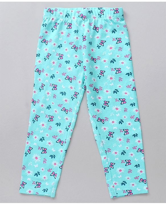 Babyhug Full Length Knitted Leggings Butterfly Print Pack Of 3 - Multicolor