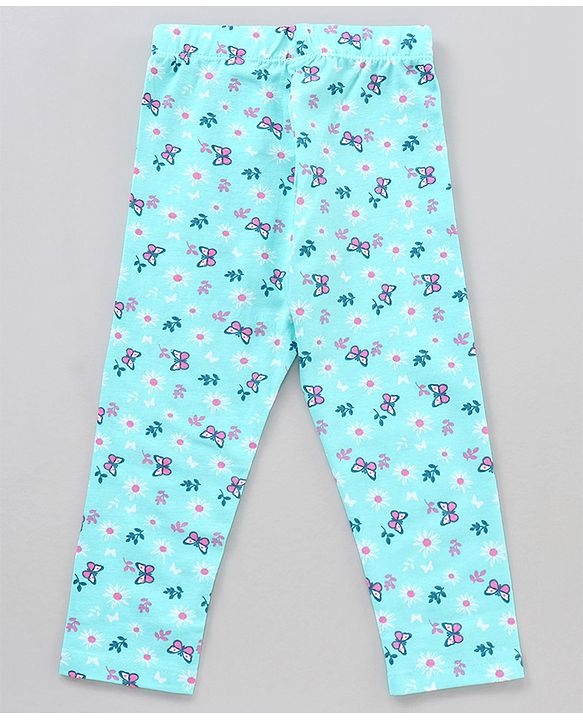 Babyhug Full Length Knitted Leggings Butterfly Print Pack Of 3 - Multicolor