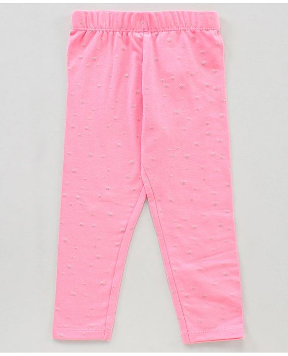 Babyhug Knit Full Length Leggings Floral Print Pack of 3 - Pink Blue Yellow