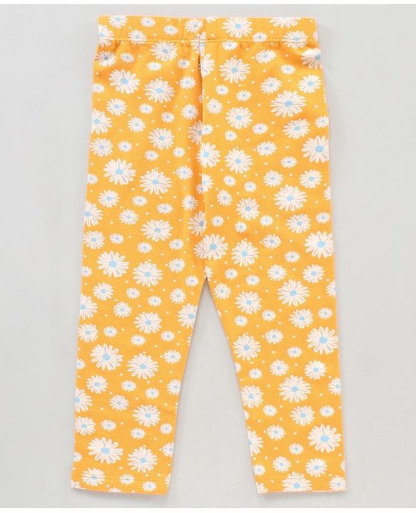 Babyhug Knit Full Length Leggings Floral Print Pack of 3 - Pink Blue Yellow