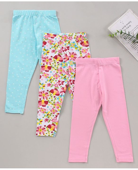 Babyhug Full Length Leggings Multi Print Pack of 3 - Pink