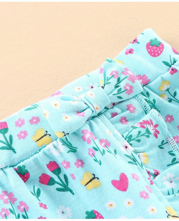 Babyhug Knit Knee Length Wrap Skirt Floral Print - Blue