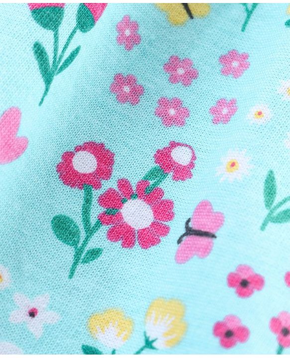 Babyhug Knit Knee Length Wrap Skirt Floral Print - Blue