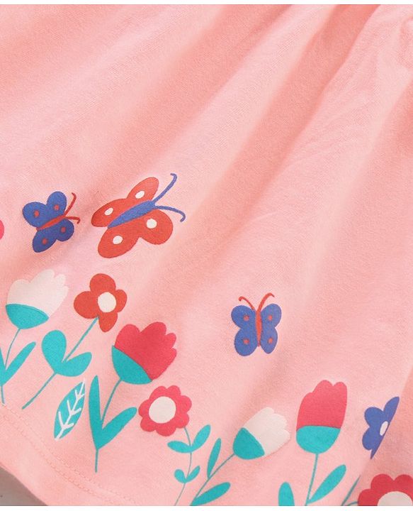 Babyhug Knee Length Skirt Floral Print - Pink