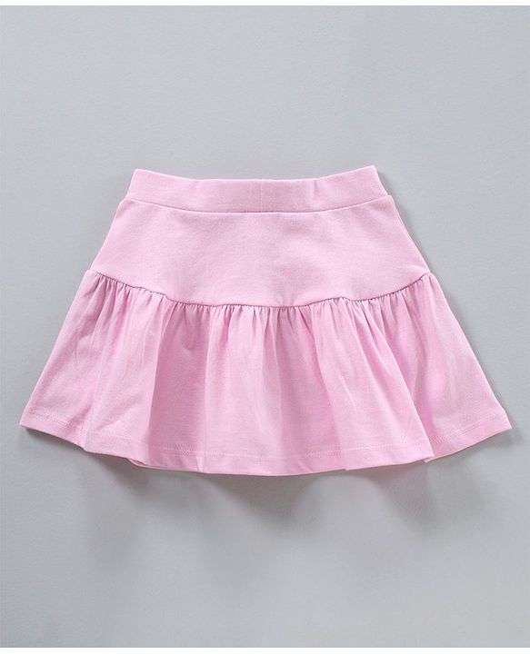 Babyhug Knee Length Tiered Skirt with Bow Toucan Print - Pink