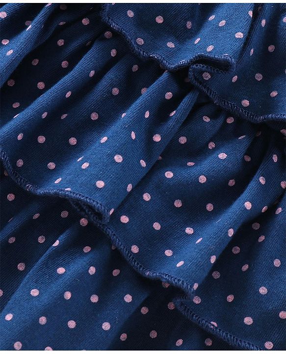 Babyhug Knit Knee Length Layered Skirt Polka Dots Print - Navy Blue