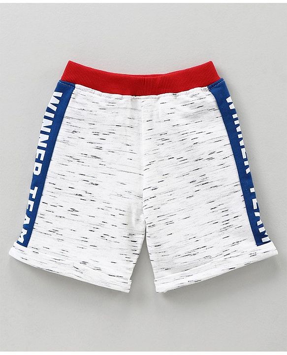 Babyhug Knit Shorts Text Print - White