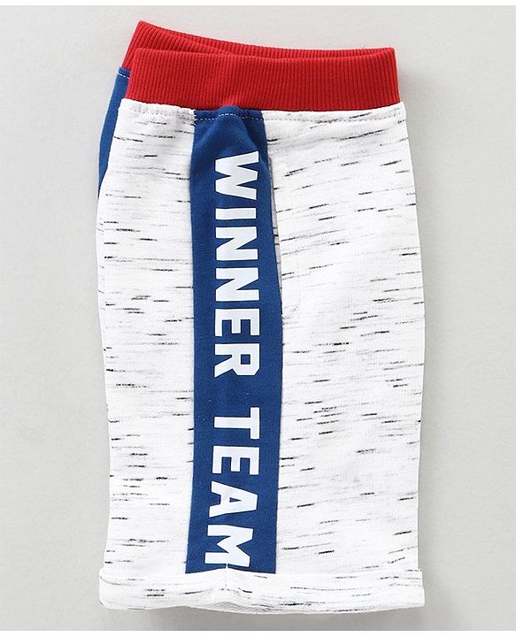 Babyhug Knit Shorts Text Print - White