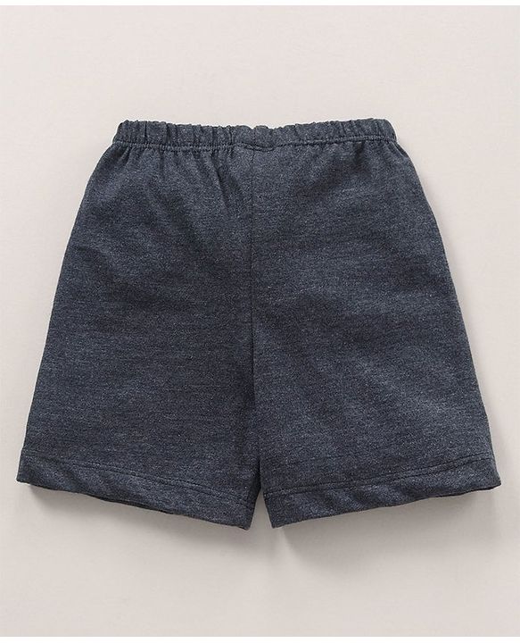 Babyhug Cotton Shorts Solid & Dinosaur Print Pack of 2 - Navy White