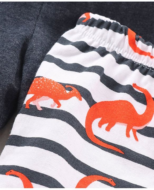 Babyhug Cotton Shorts Solid & Dinosaur Print Pack of 2 - Navy White