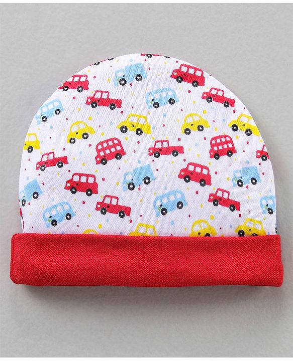 Babyhug Cap Mitten & Booties Floral Print - Cap Diameter 15.5 cm