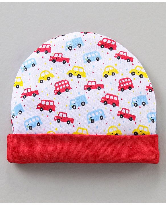 Babyhug Cap Mitten & Booties Floral Print - Cap Diameter 15.5 cm