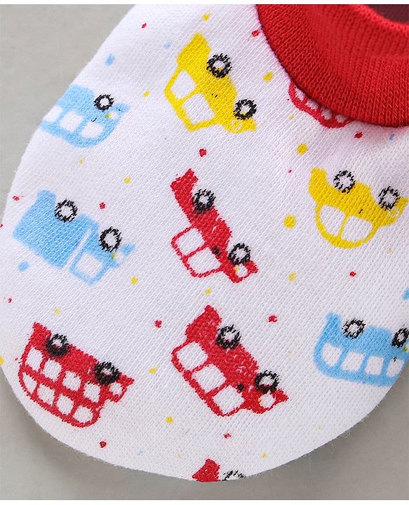 Babyhug Cap Mitten & Booties Floral Print - Cap Diameter 15.5 cm